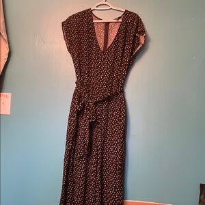 Chaps Black and White Dolman Sleeve Jumpsuit Casual